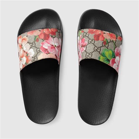 brown gucci slides women|gucci gg blooms slides.